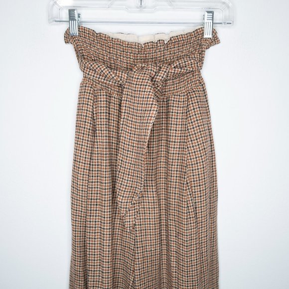 Nanushka Private Pant Houndstooth Check Wide Leg Smocked Waist J25 - Picture 9 of 11